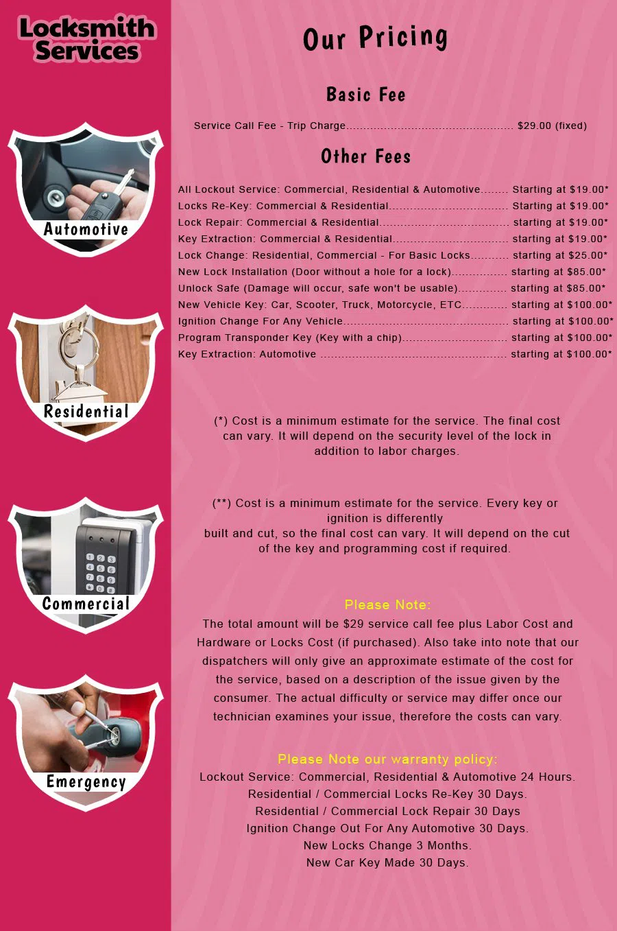 Towaco NJ Locksmith Store Towaco, NJ 973-937-7831 - price-list-c-18
